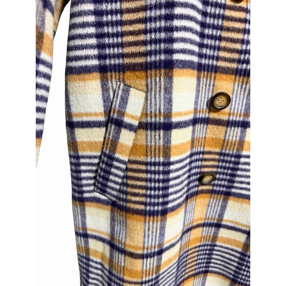 Garnet Hill Plaid Wool Coat‎ Purple/Tan Women's Size XL - Picture 9 of 12